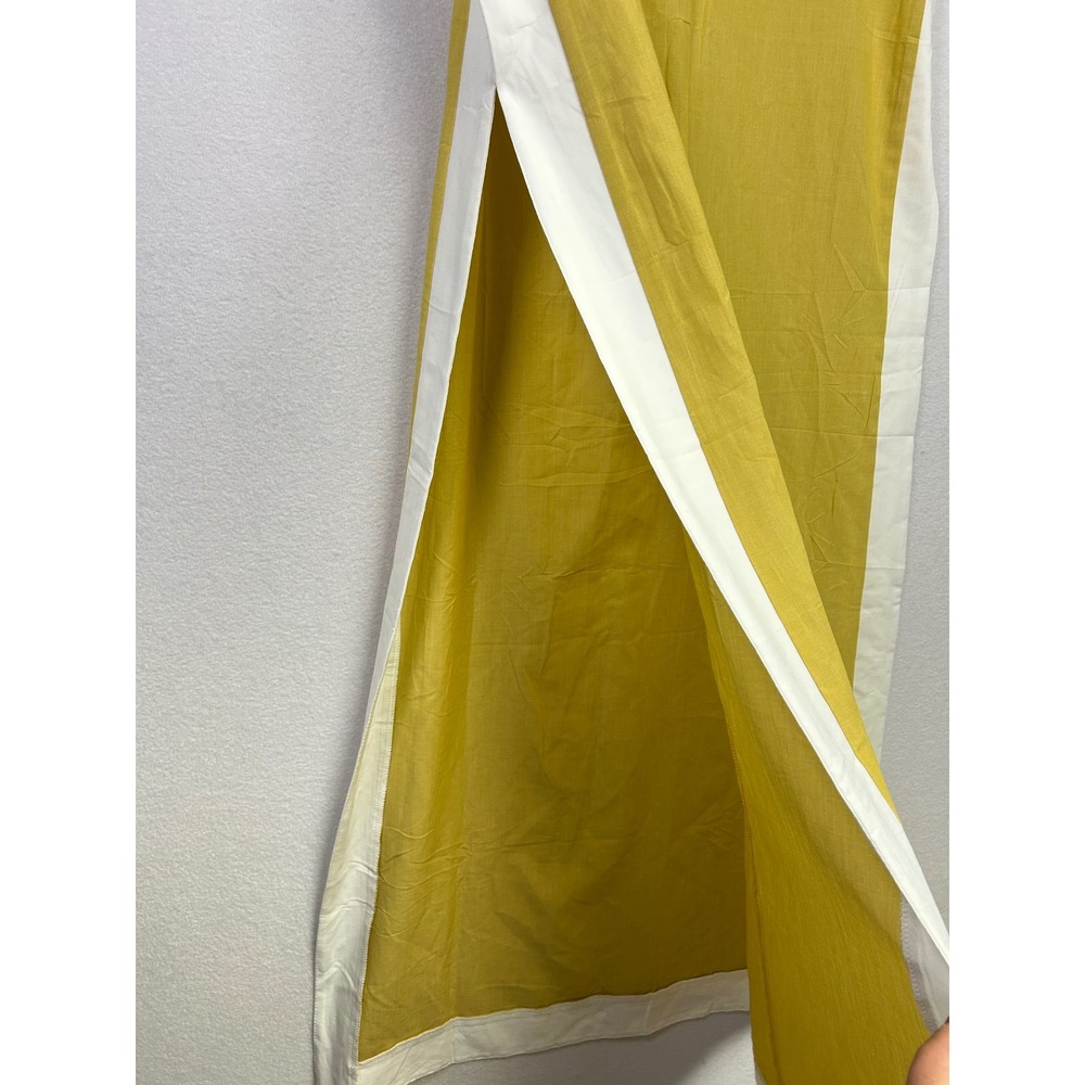 Fashion Clothing Sleeveless Midi Dress Mustard Yellow White Paneled Round Neck S - Picture 7 of 10
